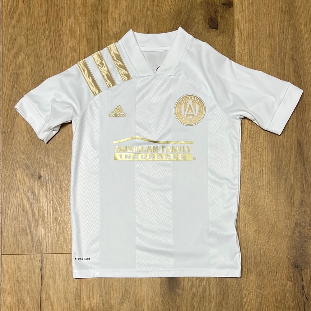 Adidas Kids White Jersey with Gold Accents